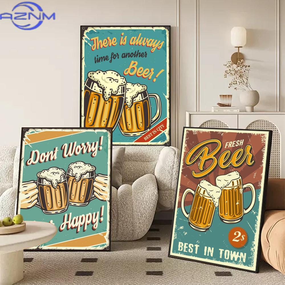 Wine Beer Combination - AZNM Póster de lienzo con caligrafía