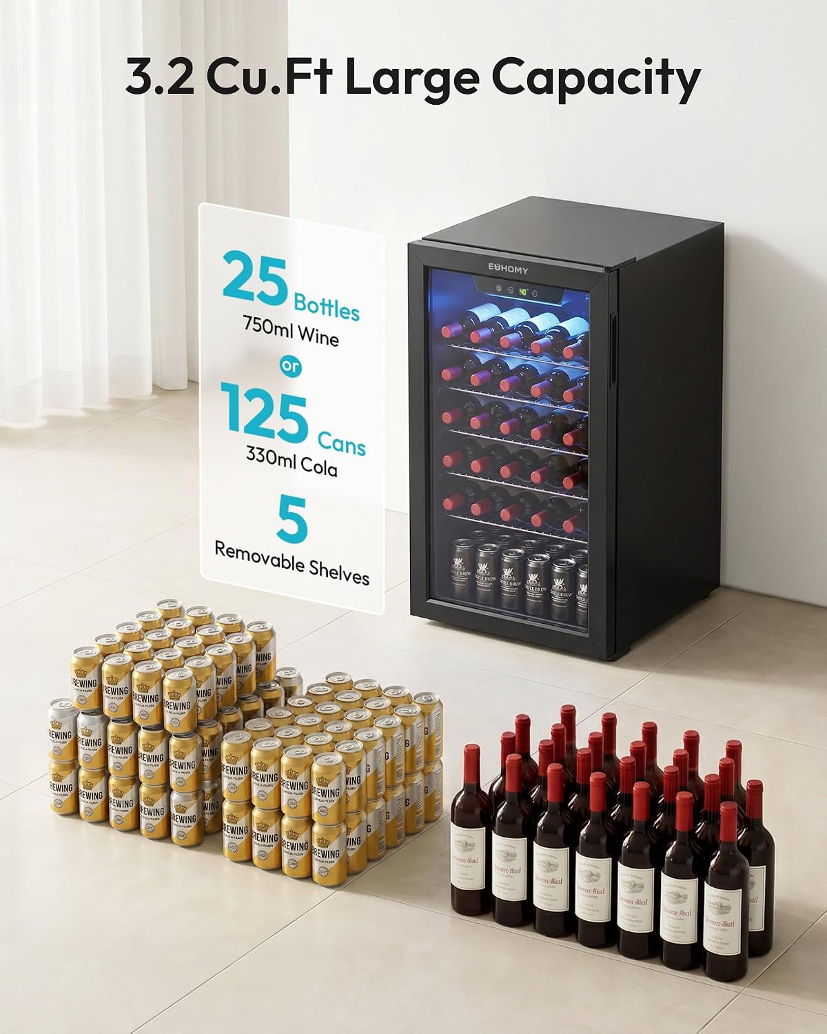 Enfriador de Bebidas de 125 La - Wine Beer Cooler Fridge reseña y precio